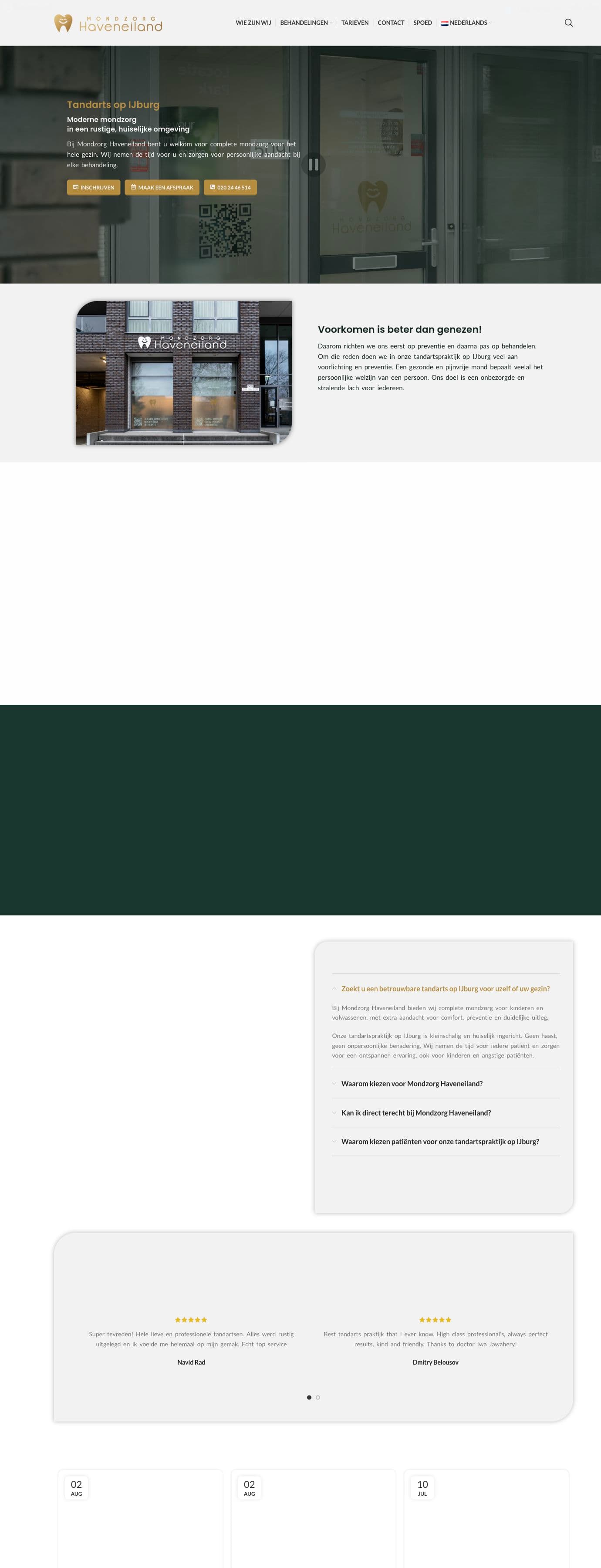 Mondzorg Haveneiland website homepage